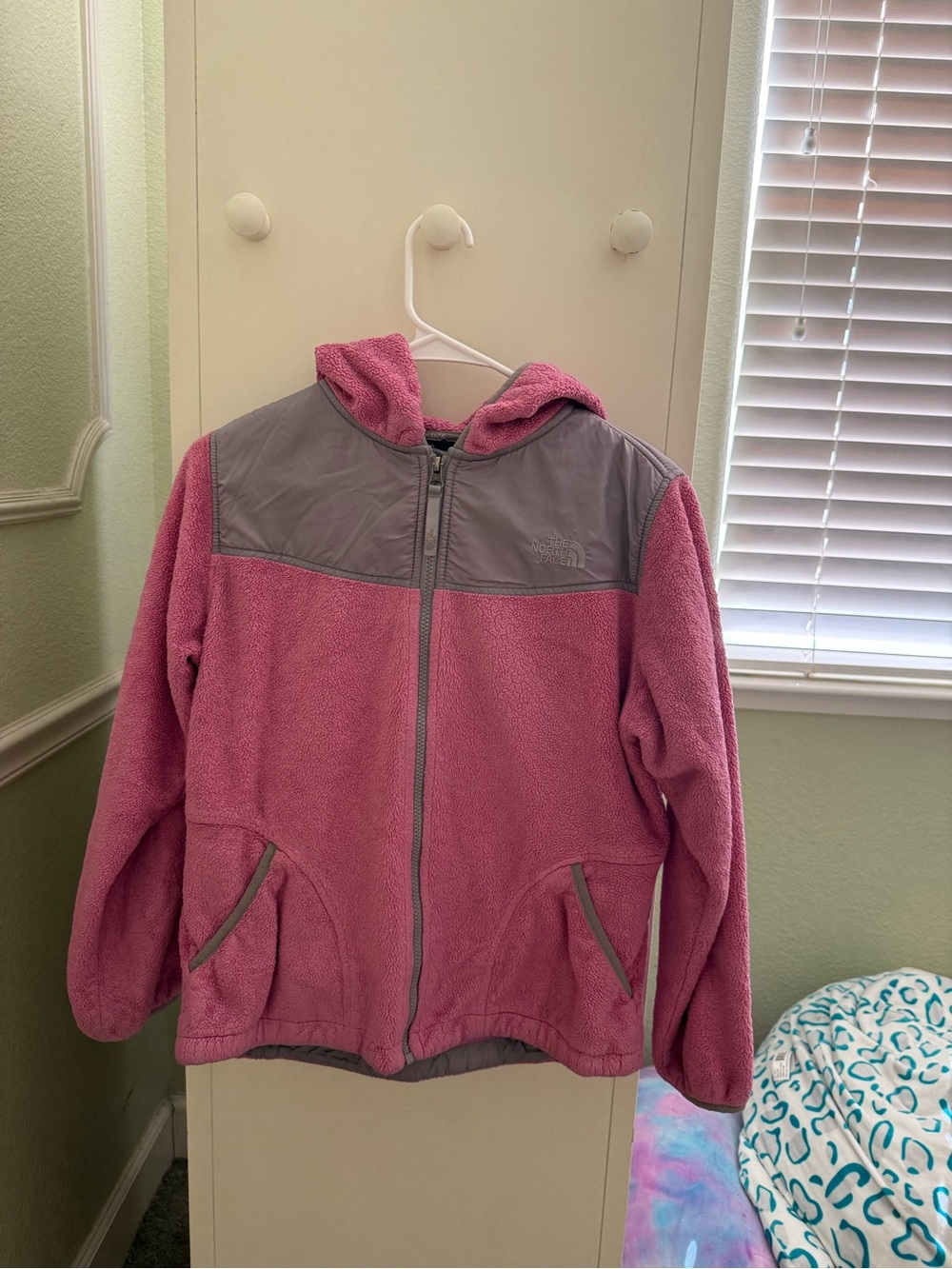 The North Face Pink and Gray Fleece Jacket with Hood - Kids